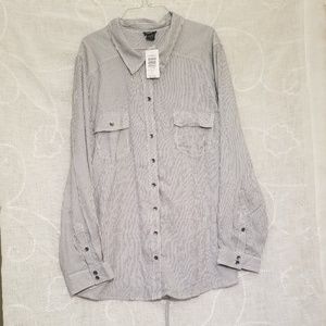 Torrid Blue & White Striped button-up blouse